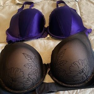 Lot of 3 bras. Black, grey, purple